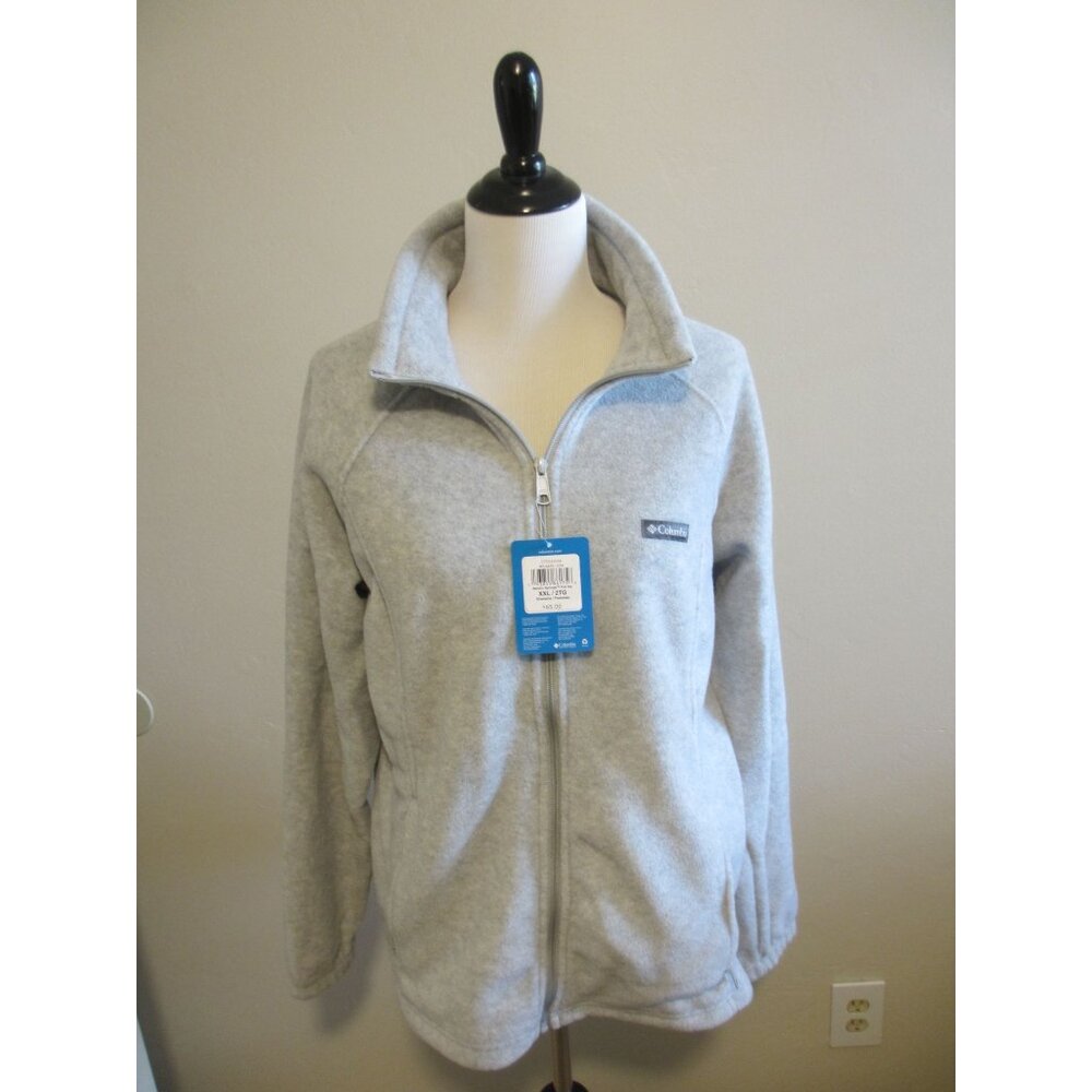 Columbia Women's XXL Gray Fleece Jacket With Full Zip & Stand Collar